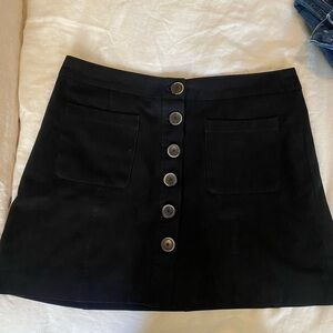 Zara Black Faux Suede Mini Skirt with button closures